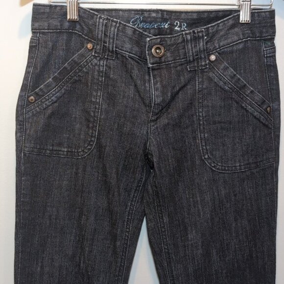 Tommy Hilfiger Low Rise Bootcut Jeans Flap Patch Pocket Striated Dark Wash Denim - Picture 3 of 11